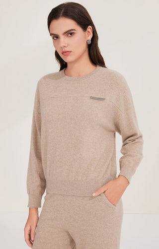 100% Pure Cashmere Knit Top with Shimmer Accent