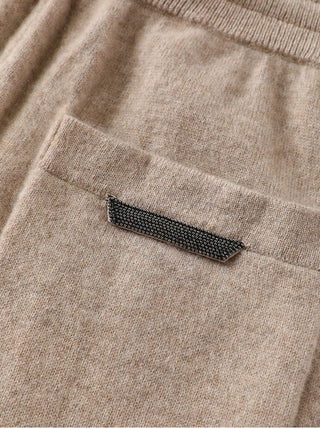Cashmere Knit Pants with Beaded Details