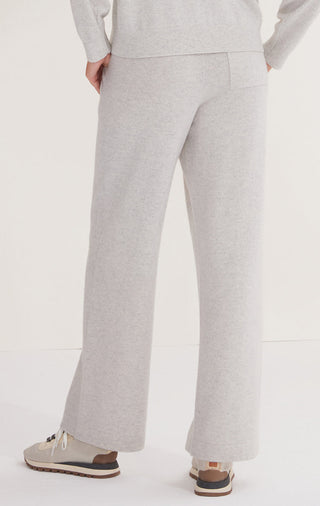 Light gray cashmere lounge pants with front crease and side pockets