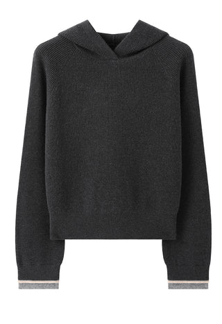 Wool Knit Hooded With Layered-Cuff - serathinan 