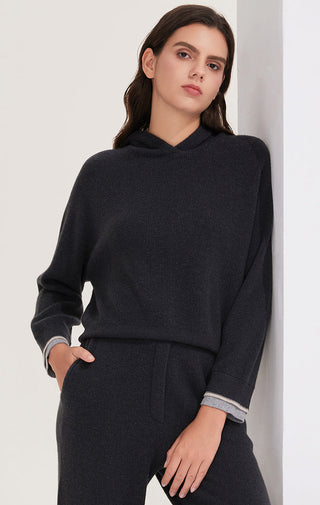 Wool Knit Hooded With Layered-Cuff - serathinan 