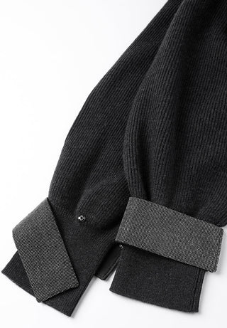 Graphite gray knit cuff detail with sparkly beaded chain band and cuff tabs