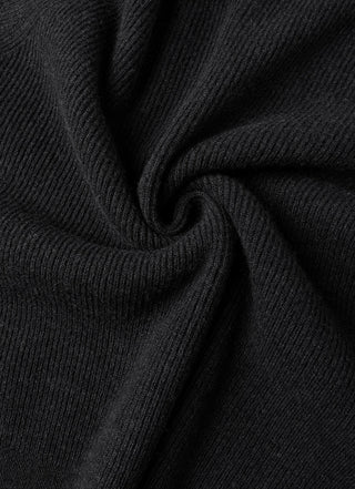 Graphite gray ribbed wool knit texture close-up