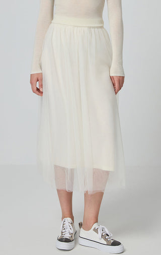 Cashmere Layered Tulle Skirt - serathinan 