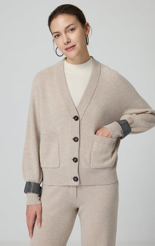 Wool Knit Patch-Pocket Cardigan