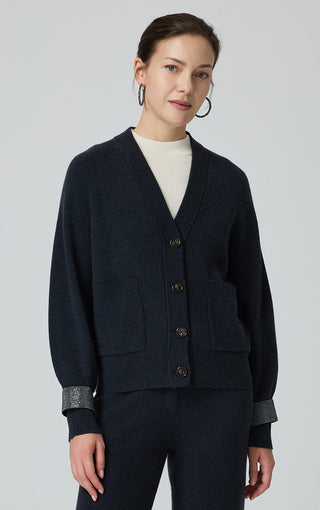 Wool V-Neck Button Cardigan - serathinan 