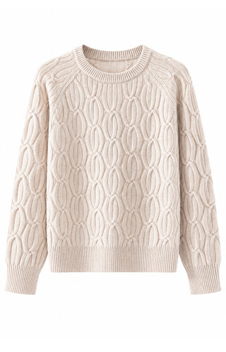 Wool Cable-Knit Raglan Sweater – Oatmeal – front product view
