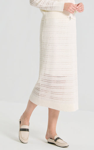 Linen Sequin Open-Knit Midi Skirt - serathinan 