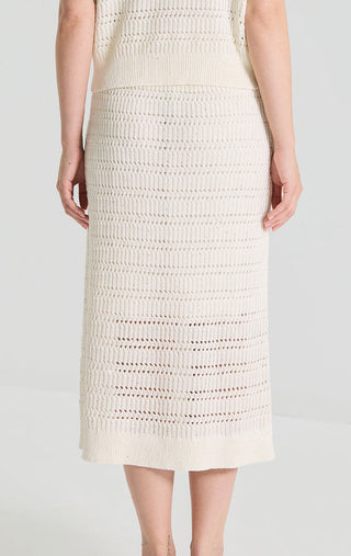 Linen Sequin Open-Knit Midi Skirt - serathinan 