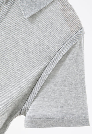 Linen-Silk Blend Half-Zip Polo Knit Top