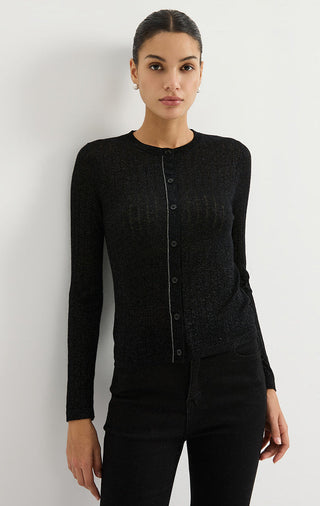 Wool-Blend Ribbed Crew-Neck Cardigan