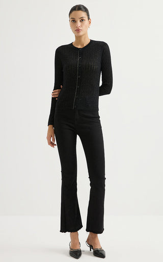 Wool-Blend Ribbed Crew-Neck Cardigan