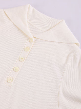 Wool Polo Knit with Beaded Details