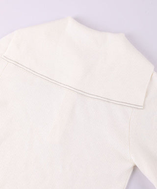 Wool Polo Knit with Beaded Details