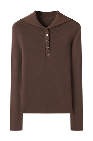 Wool Polo Knit with Beaded Details