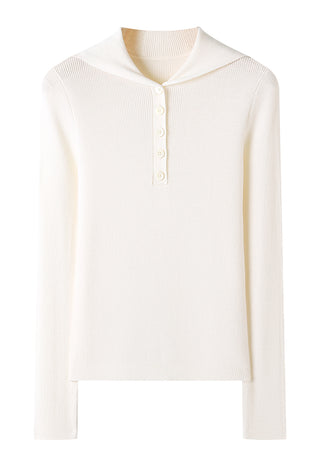 Wool Polo Knit with Beaded Details