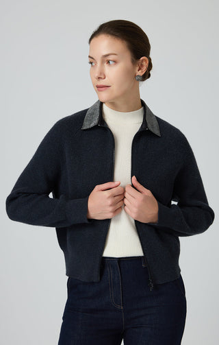 Wool Zip-Up Knit Jacket - serathinan 