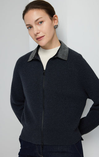 Wool Zip-Up Knit Jacket - serathinan 