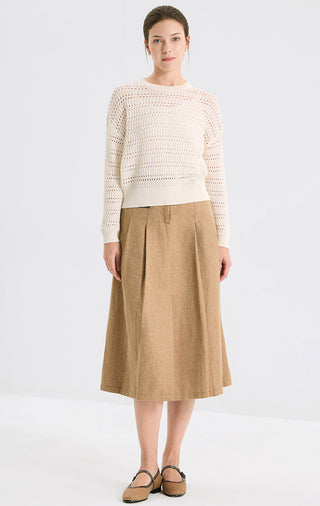 Linen Open-Knit Top with Cotton Sequin Yarn - serathinan 