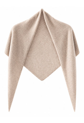 Camel cashmere triangle wrap with draped pointed ends