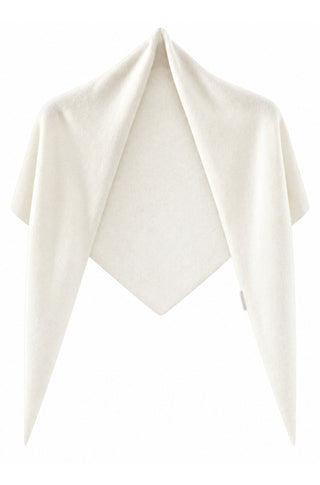 Ivory white cashmere triangle wrap with draped pointed ends