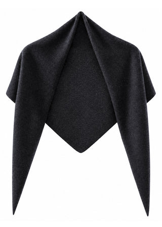 Black cashmere triangle wrap with draped pointed ends