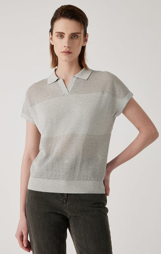 Women's Knit Linen Silk tencel Polo
