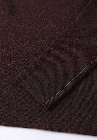 Deep burgundy knit sweater with thin metallic side piping