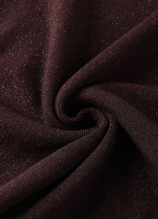Deep burgundy knit sweater fabric with subtle metallic sheen
