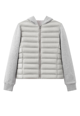 Cashmere & Goose Down Hooded Knit Jacket