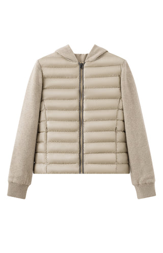 Cashmere & Goose Down Hooded Knit Jacket