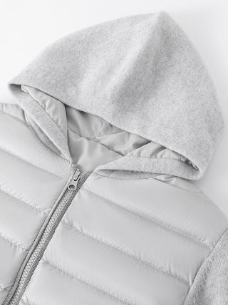 Cashmere & Goose Down Hooded Knit Jacket