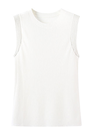 Sleeveless Wool Blend Top with Subtle Sparkle