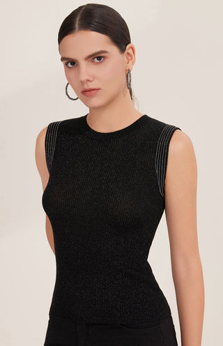 Sleeveless Wool Blend Top with Subtle Sparkle