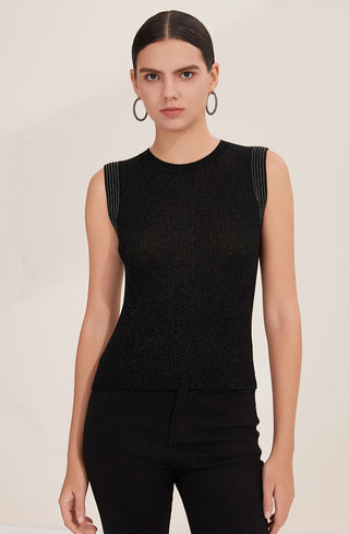 Sleeveless Wool Blend Top with Subtle Sparkle