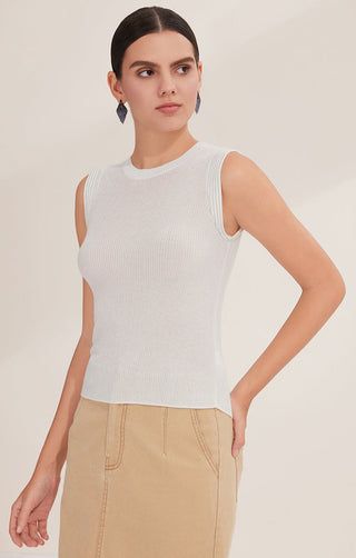 Sleeveless Wool Blend Top with Subtle Sparkle