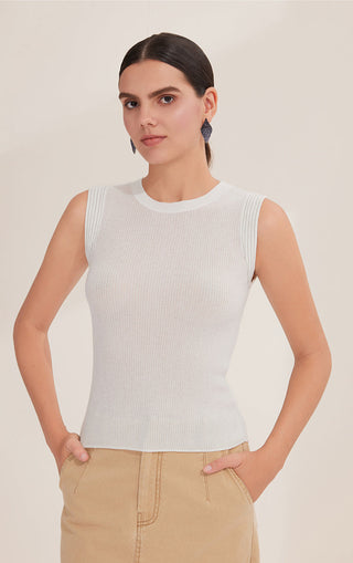 Sleeveless Wool Blend Top with Subtle Sparkle