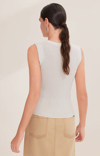 Sleeveless Wool Blend Top with Subtle Sparkle
