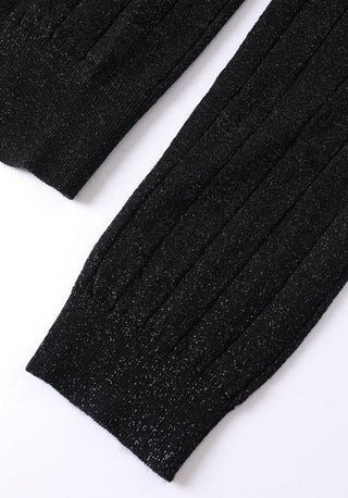 Black sparkly knit cardigan hem and long sleeve cuff