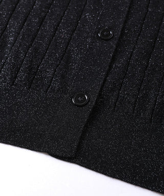 Black cardigan fabric with round buttons on button placket