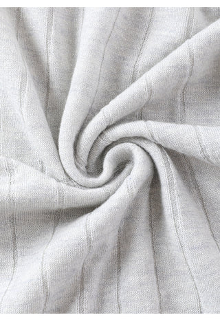 Gray-blue wool-blend cardigan knit with subtle sparkle close-up