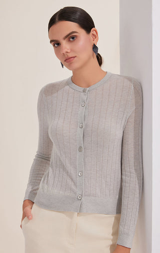 Wool Blend Cardigan with Subtle Sparkle