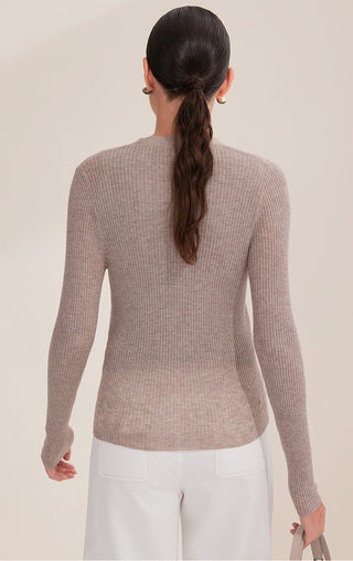 Wool Blend Slim-Fit Ribbed V-Neck Cardigan