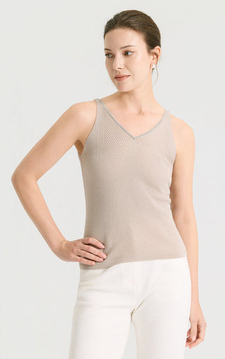 Wool Silk Beaded V-Neck Knit Vest - serathinan 