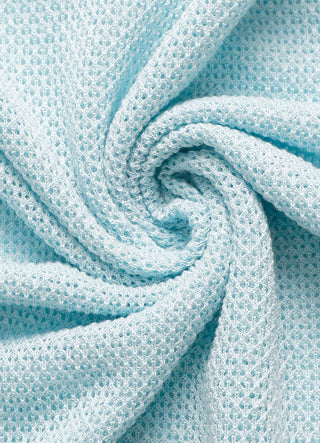 Light blue beaded openwork knit texture detail