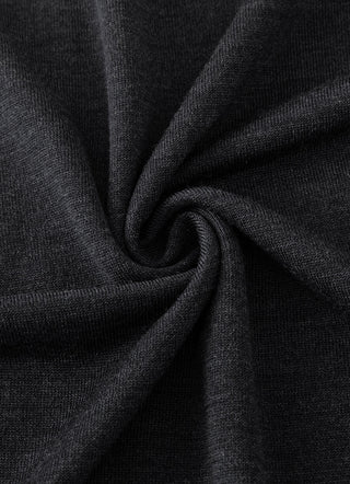 Close-up knit texture of dark wool-silk fabric in black top