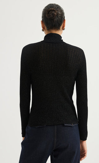 Wool Blend Ribbed Turtleneck Sweater