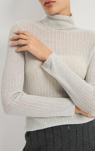 Wool Blend Ribbed Turtleneck Sweater