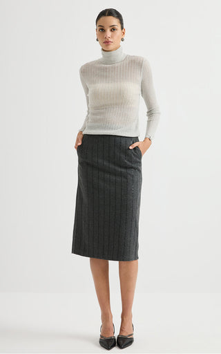 Wool Blend Ribbed Turtleneck Sweater