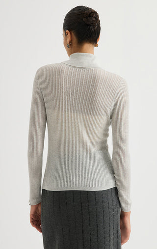 Wool Blend Ribbed Turtleneck Sweater